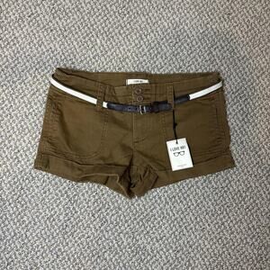 Cute vintage y2k low rise brown belted boho mini shorts NWT